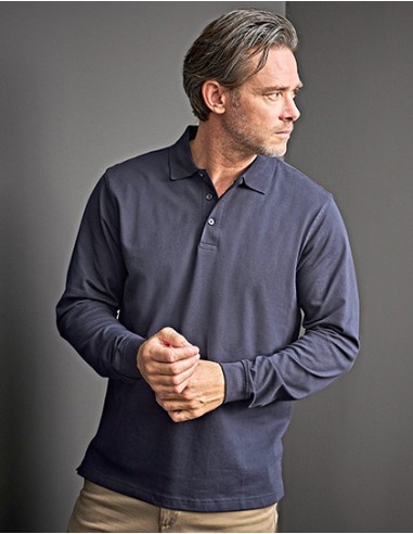 T-1406-Mens Luxury Stretch Long Sleeve Polo